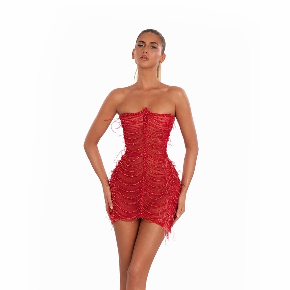 Cherry Shot Strapless Dress